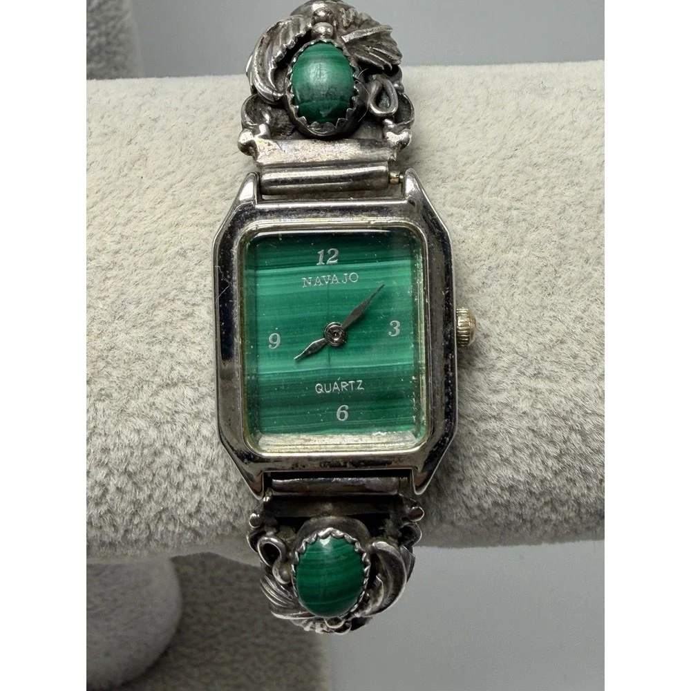 Navajo Malachite New Battery Sterling Silver 925 Watch Tips 20MM 6